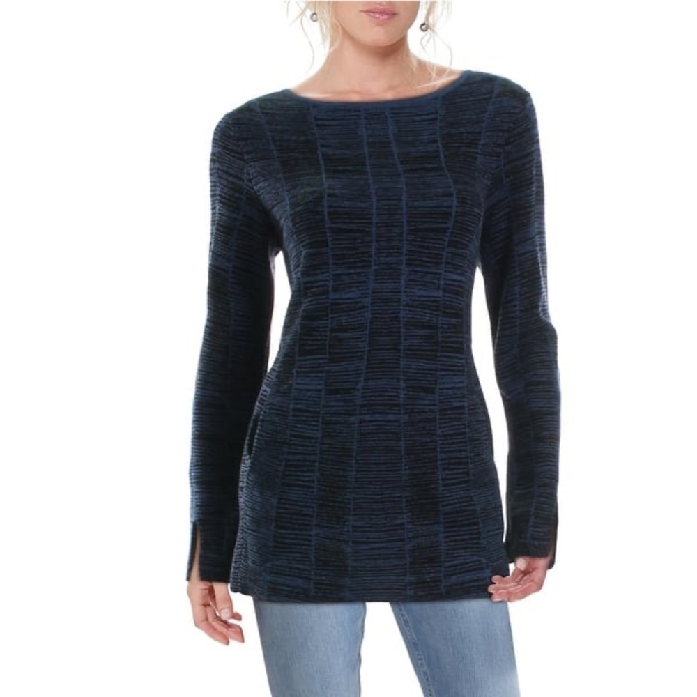 NIC + ZOE navy and blue long sleeve tunic